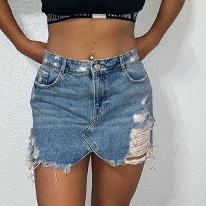 Zara Ripped Denim Skirt